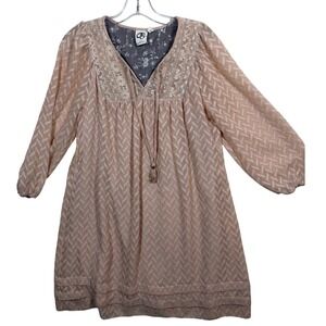 Women's Boho Dress, Small Anthropologie Blush Pink Chevron Lace One September